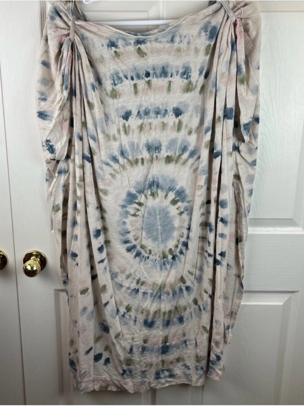 Free People Tie-Dye Tunic in Blue, Green, Pink on Cream